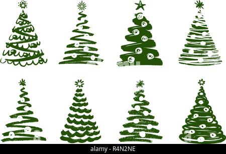 Christmas tree, abstract symbol. New year, xmas set of icons. Vector illustration Stock Vector