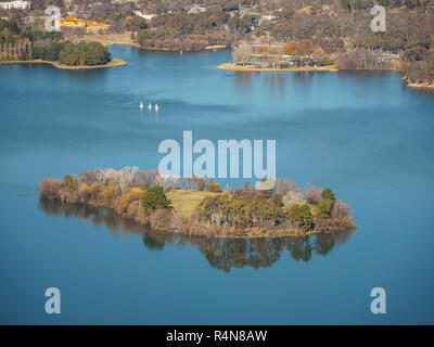 Island on Lake Burley Griffin Stock Photo