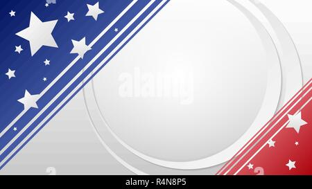 USA background horizontal banner with star and american flag colors, and copy space in center. Vector illustration. Stock Vector