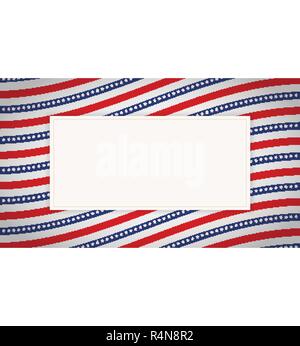 US American flag background horizontal banner. Wave composition with copy space. Vector illustration. Stock Vector