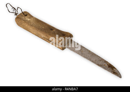 old knife with wooden handle Stock Photo