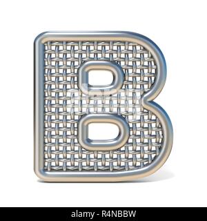 Outlined metal wire mesh font LETTER B 3D Stock Photo