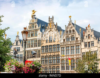 Traditional flemish architecture in Belgium - Grote Markt square Antwerpen city Stock Photo