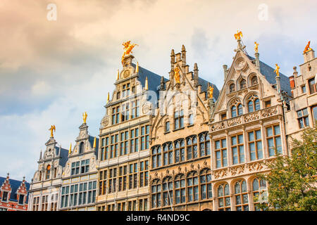 Traditional flemish architecture in Belgium - Grote Markt square Antwerpen city Stock Photo