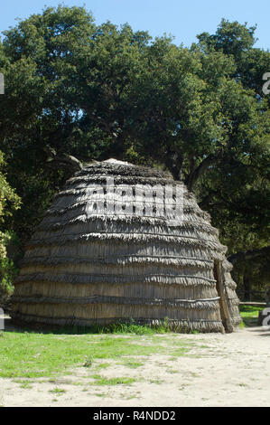 Chumash thatched dwelling (reconstruction), La Purisima Mission State Historic Park, California. Digital photograph Stock Photo
