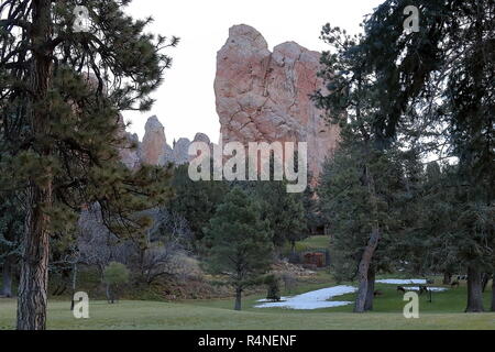 Landscape and beautiful rock formation in Colorado Springs near Glen Eyrie Castle