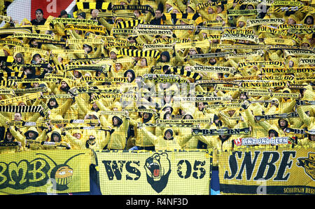 BSC Young Boys fans during the UEFA Champions League, Group H match at Old Trafford, Manchester. Stock Photo