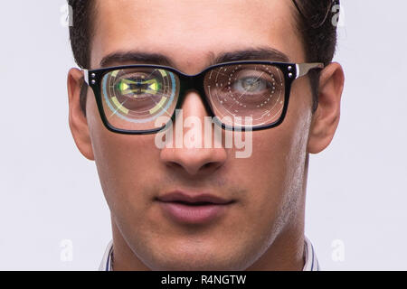 Concept of sensor implanted into human eye Stock Photo