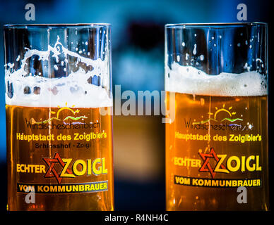 Star beer - real Zoigl from the communal brewer. Zoigl is a type of beer brewed in the Oberpfalz in north-eastern Bavaria, Germany Stock Photo