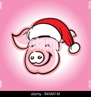 Cute Pig face vector silhouette - 2019 New Year symbol Stock Vector