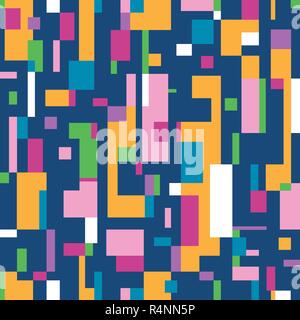 Colorful abstract rectangles pattern on dark blue background Stock Vector