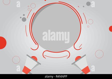 Design business Empty copy space text for Ad website promotion isolated Banner template. Two Megaphone and Circular Outline with Small Circles on Colo Stock Vector
