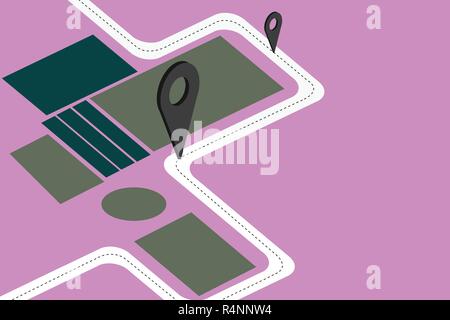 Design business concept Empty copy space modern abstract background. Road Map Navigation Marker 3D Locator Pin for Direction Route Advisory Stock Vector
