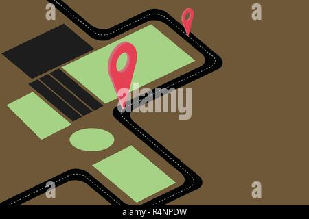 Design business concept Empty template copy space text for Ad website isolated. Road Map Navigation Marker 3D Locator Pin for Direction Route Advisory Stock Vector
