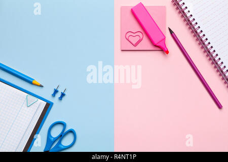 colorful sticky notes on pastel background Stock Photo