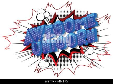 Awesome Unicorn - Vector illustrated comic book style phrase on abstract background. Stock Vector