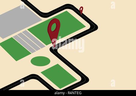 Design business concept Empty copy text for Web banners promotional material mock up template. Road Map Navigation Marker 3D Locator Pin for Direction Stock Vector
