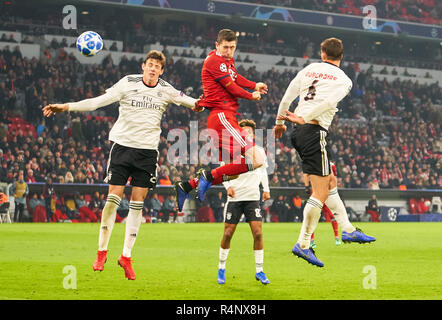 Munich, Germany. 27th November, 2018. Robert LEWANDOWSKI, FCB 9   shoot goal for 4-1 FC BAYERN MUNICH - BENFICA LISBON UEFA Football Champions League , Munich, November 27, 2018,  Season 2018/2019, group stage, group E, FCB, Lissabon,   Credit: Peter Schatz/Alamy Live News Stock Photo