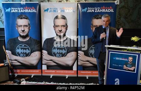 Brussels, Belgium. 28th Nov, 2018. MEP Jan Zahradil, who represents the ODS, starts campaign for EU Parliament. He has been nominated by the European Conservatives and Reformists (ECR) alliance in the European Parliament to be President of the European Commission in Brussels, Belgium, November 28, 2018. Credit: Jakub Dospiva/CTK Photo/Alamy Live News Stock Photo