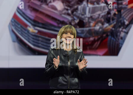 Las Vegas, Nevada, USA. 06th Jan, 2016. Marry T. Barra, CEO of General Motors, speaks at the 2016 International Consumer Electronics Show (CES) in Las Vegas, Nevada, USA, 06 January 2016. Credit: Jason Ogulnik/dpa | usage worldwide/dpa/Alamy Live News Stock Photo