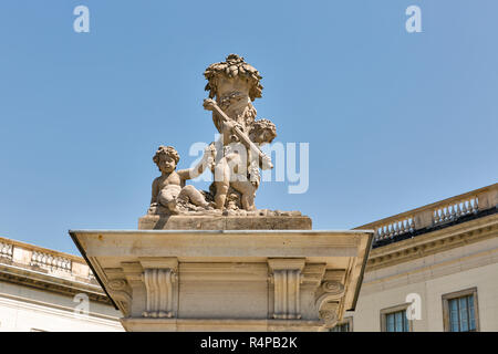 Gate statues closeup at sunny day in front of university in Berlin, Germany. Stock Photo