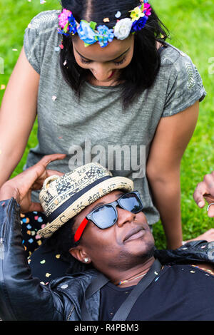 Friendship between people of different origins Stock Photo