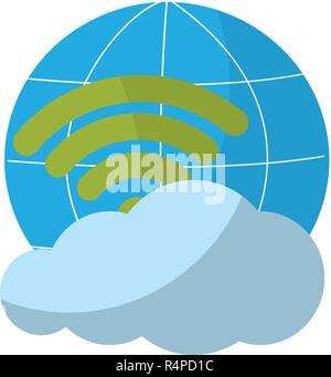 Global sphere and cloud computing with wifi vector illustration graphic ...