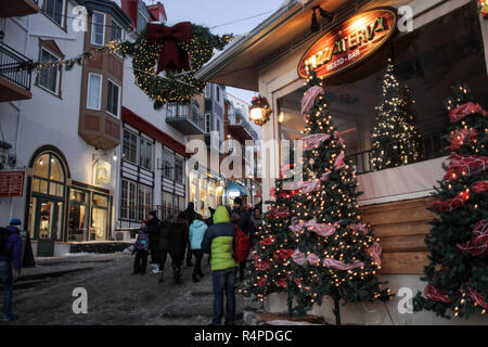 The pedestrian village at Ski Mont-Tremblant, in Quebec, Canada. Stock Photo