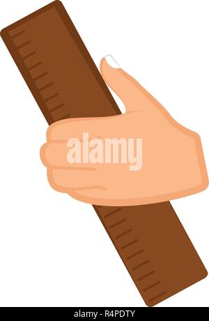 Hand holding a ruler Stock Vector