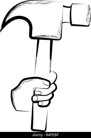 Hand holding hammer illustration clip art for carpenter logo isolated ...
