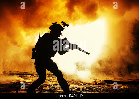 Black silhouette of soldiers Stock Photo