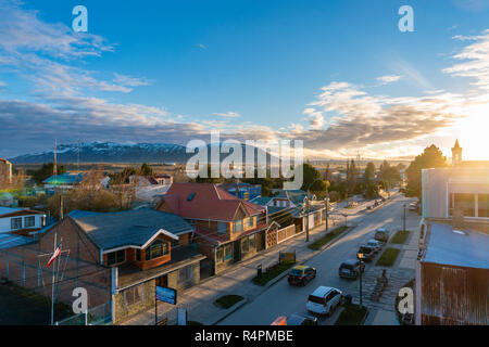 Puerto Natales at sunrise Stock Photo