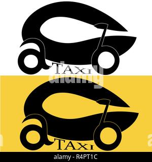 art taxi logo typographic black and yellow stylized car cab Stock Vector