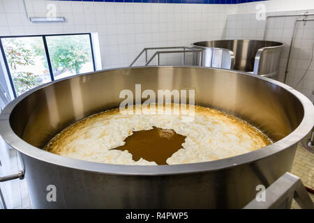 Kettle with original wort in beer brewery Stock Photo