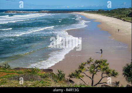 view of Lighthouse Beach and the Richmond River estuary from Ballina Head lookout, East Ballina, Northern Rivers region, New South Wales, Australia Stock Photo