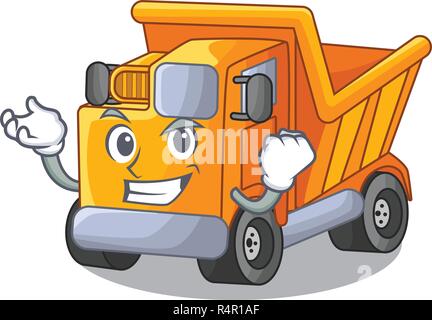 Successful cartoon truck transportation on the road Stock Vector