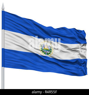 El SalvadorFlag on Flagpole Stock Photo