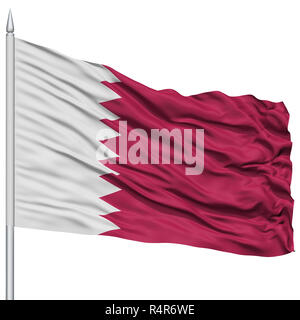 Qatar Flag on Flagpole Stock Photo