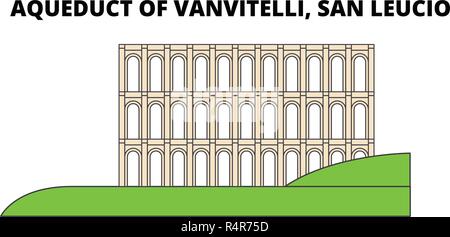 Aqueduct Of Vanvitelli, San Leucio line travel landmark, skyline, vector design. Aqueduct Of Vanvitelli, San Leucio linear illustration.  Stock Vector