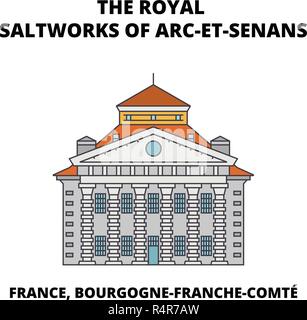 France, Bourgogne-Franche-ComtE -From The Great Saltworks Of Salins-Les-Bains To The Royal Saltwork  line travel landmark, skyline vector design Stock Vector