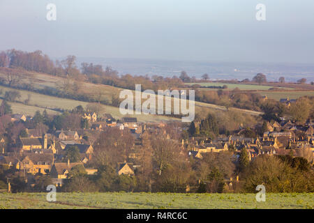 Panoramic view over Chipping Campden in the English Cotswolds,Gloucestershire,England,UK, january 2017 Stock Photo