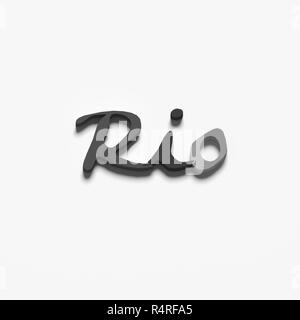 3D RENDERING WORDS 'RIO' ON PLAIN BACKGROUND Stock Photo