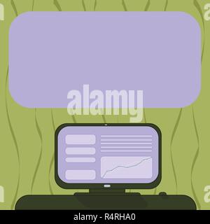 Design business Empty template isolated Minimalist graphic layout template for advertising . Mounted Computer Screen with Line Graph on Desk Blank Col Stock Vector