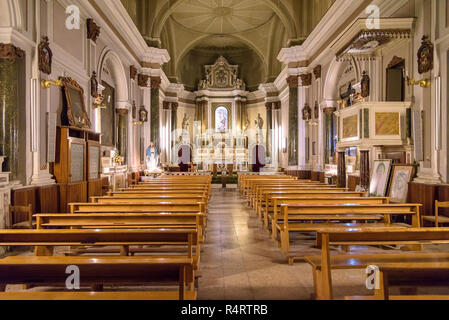 Tropea, Italy - September 06, 2016: View of empty interior of Church of San Michele in Tropea, small town in southern Italy Stock Photo