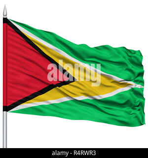 Guyana Flag on Flagpole Stock Photo