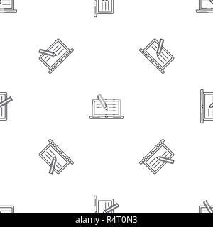 Laptop text writing pattern seamless vector repeat geometric for any web design Stock Vector