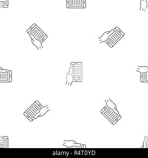Smartphone in hand pattern seamless vector repeat geometric for any web design Stock Vector