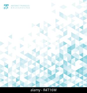 Abstract striped blue color geometric triangle pattern white color background and texture with copy space. Vector illustration Stock Vector