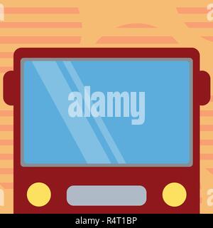 Business Empty template for Layout for invitation greeting card promotion poster voucher. Drawn Flat Front View of Bus with Blank Color Window Shield  Stock Vector