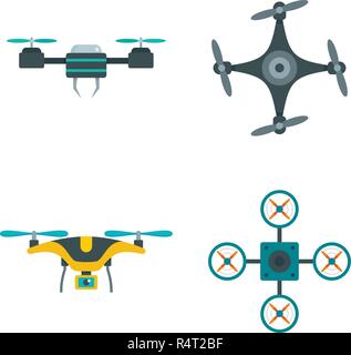 vector colorful flat design quadcopter drone with protection guard ...